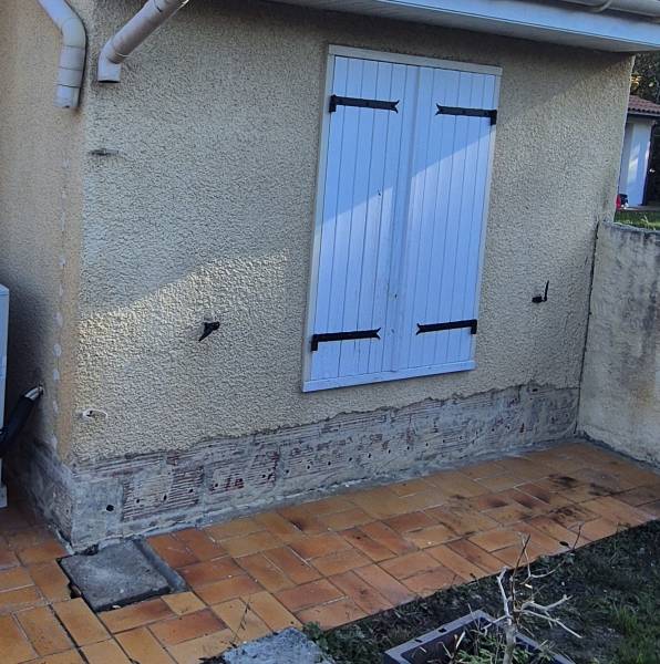Travaux d'assèchement des murs, traitements des sels et rénovation en enduit à Martignas